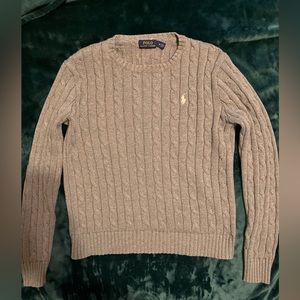 Polo by Ralph Lauren Brown Cable-Knit Crewneck Sweater